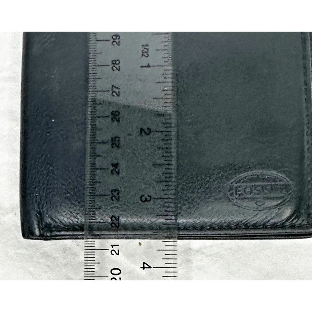 Mens Fossil Wallet Bifold Black Leather 3.5x4